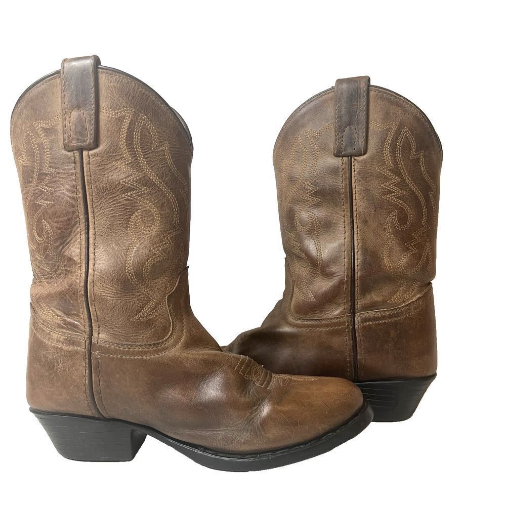 Cody James Brown Leather Cowboy Western Boots Junior Youth Big Kids' 3 D Pull On - Picture 6 of 11